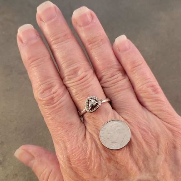 SILPADA 925 Sterling Silver Hematite Cubic CZ Belle Fleur Ring Size 8 - Picture 10 of 10